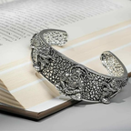 Sacred Hanuman Oxidized Silver Cuff Bracelet | Hindu Devotional Jewelry