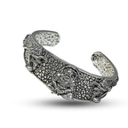 Sacred Hanuman Oxidized Silver Cuff Bracelet | Hindu Devotional Jewelry