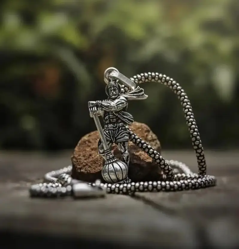 Lord Hanuman Gada Pendant with Chain | Hindu Spiritual Necklace for Men