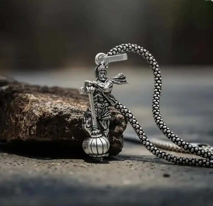 Lord Hanuman Gada Pendant with Chain | Hindu Spiritual Necklace for Men