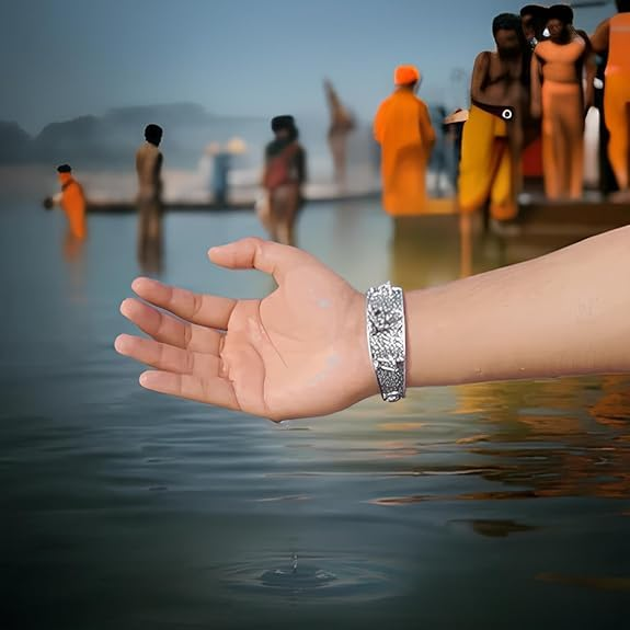 Sacred Hanuman Oxidized Silver Cuff Bracelet | Hindu Devotional Jewelry