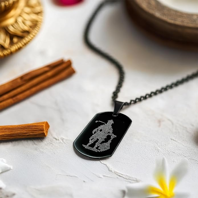 Lord Hanuman Chalisa Pendant Necklace | Black Spiritual Jewelry