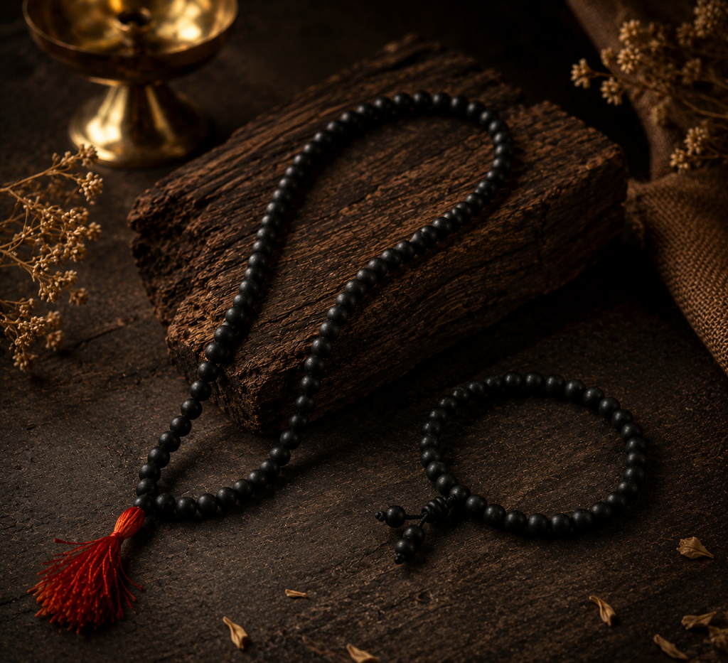 Karungali Malai with 8mm Karungali Bracelet