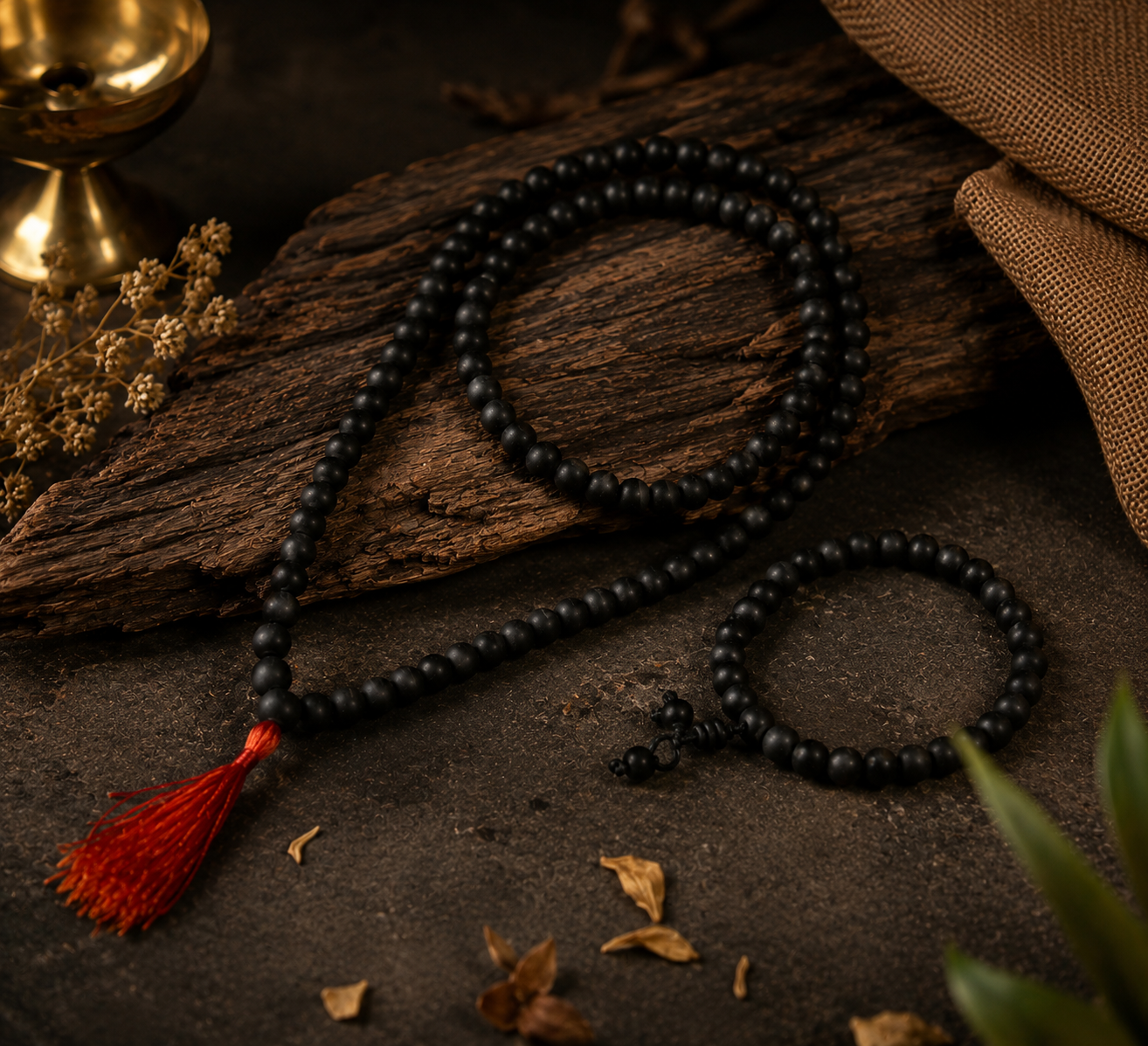 Karungali Malai with 8mm Karungali Bracelet