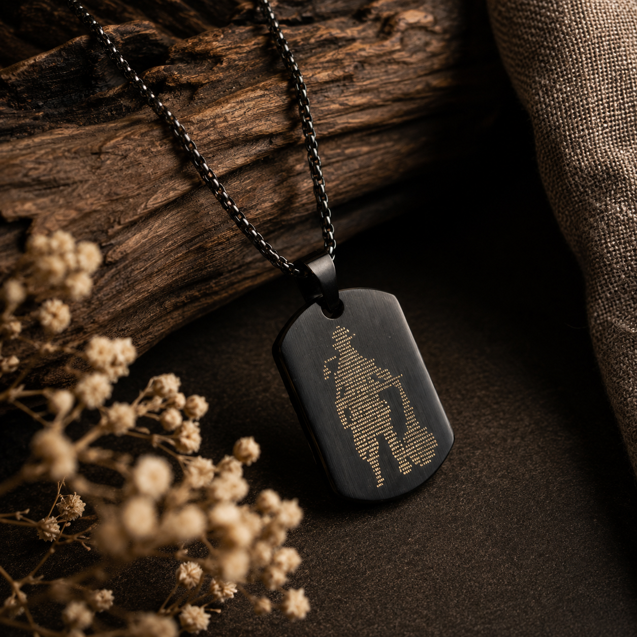 Lord Hanuman Chalisa Pendant Necklace | Black Spiritual Jewelry