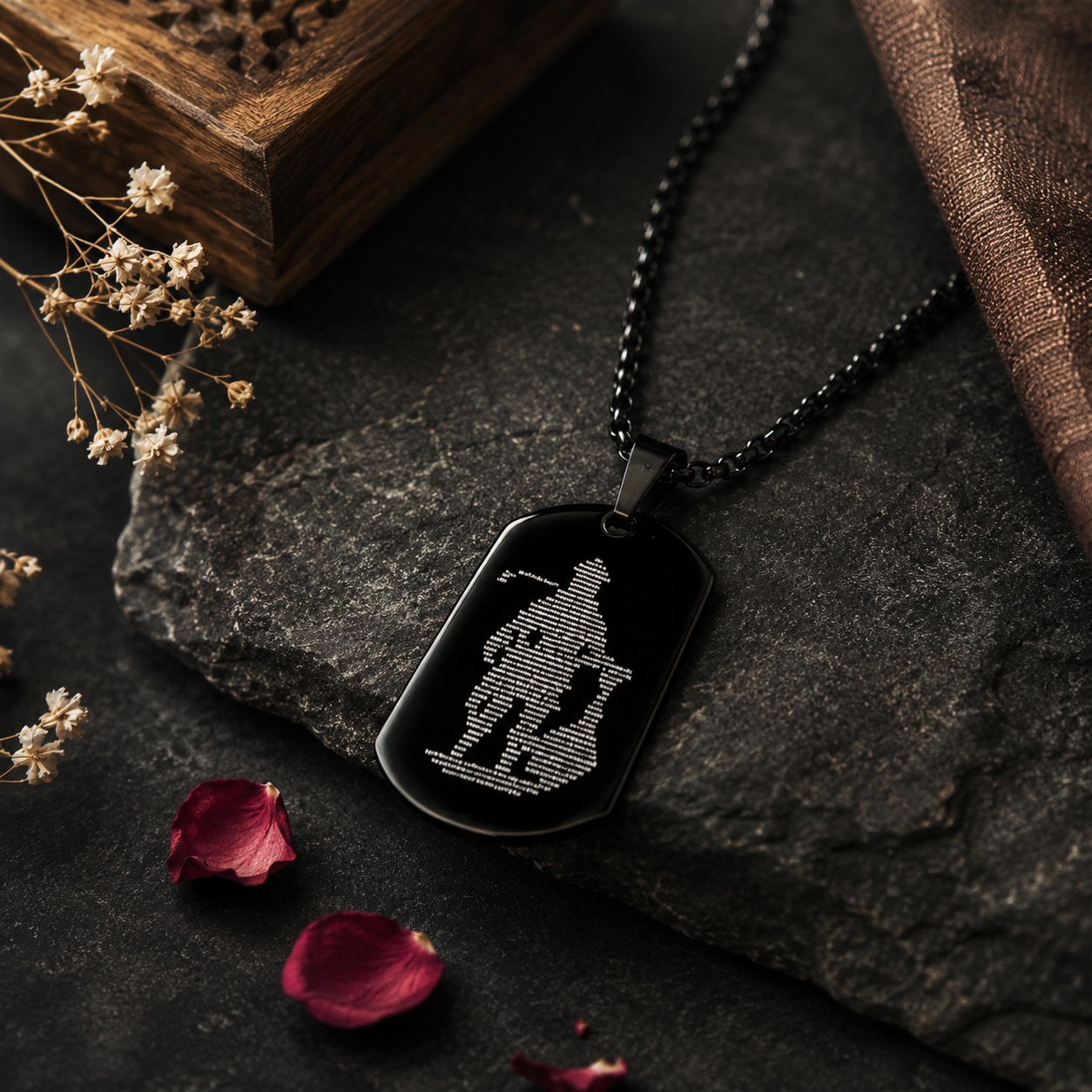 Lord Hanuman Chalisa Pendant Necklace | Black Spiritual Jewelry