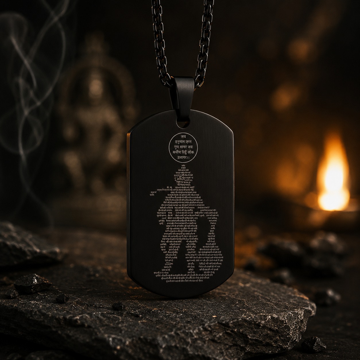 Lord Hanuman Chalisa Pendant Necklace | Black Spiritual Jewelry