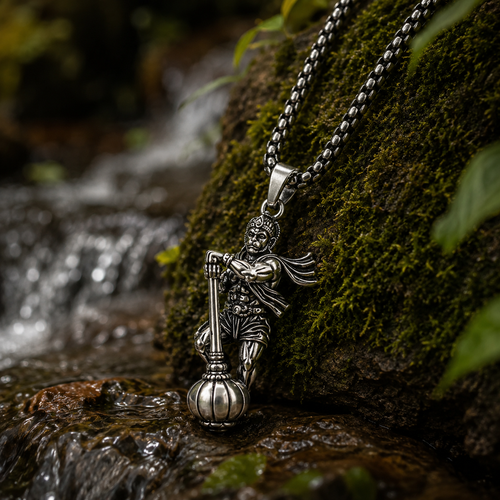 Lord Hanuman Gada Pendant with Chain | Hindu Spiritual Necklace for Men